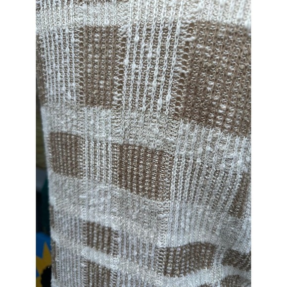 Vintage 80s Beldoch Popper Italy Knit Top Tan White Check Sleeveless - Picture 7 of 9